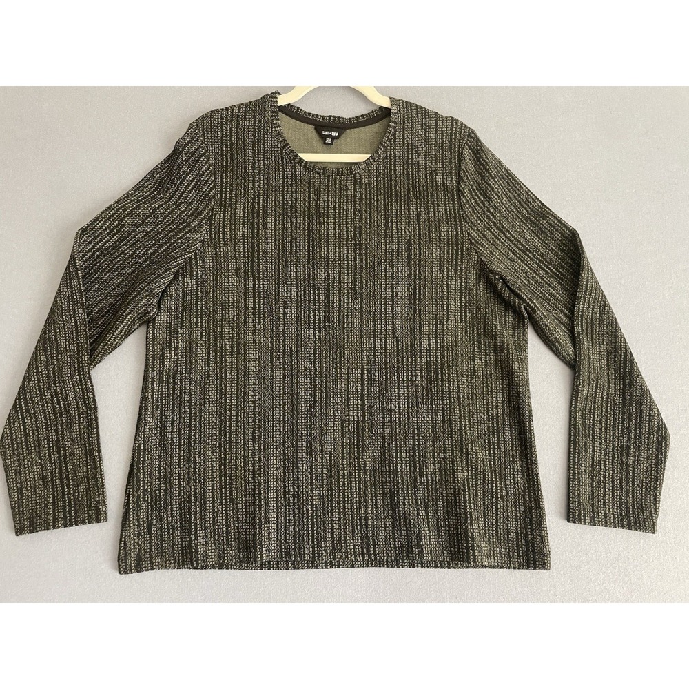 Saint + Sophia Women XL 16 Top Texture Long Sleeve‎ Shirt Scandi Modern Earthy